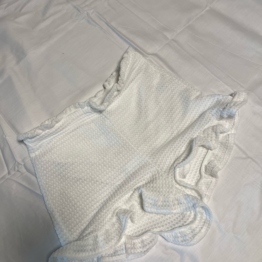 SHEIN High Waist White Ribbed Shorts